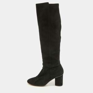 Stuart Weitzman Black Suede Knee Length Boots Size 37.5