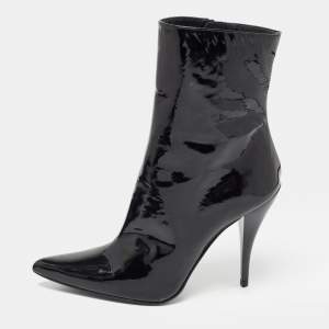 Stuart Weitzman Black Patent Zip Ankle Boots Size 38 