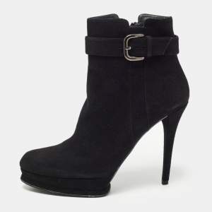 Stuart Weitzman Black Suede Safetybe Ankle Length Boots Size 40