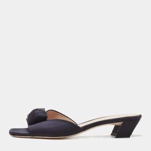Stuart Weitzman Black Satin Bow Mules Size 41