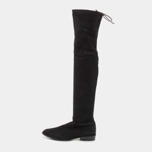 Stuart Weitzman Black Suede Tie Up Knee Length Boots Size 37