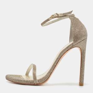 Stuart Weitzman Metallic Lurex Fabric Nudist Sandals Size 38