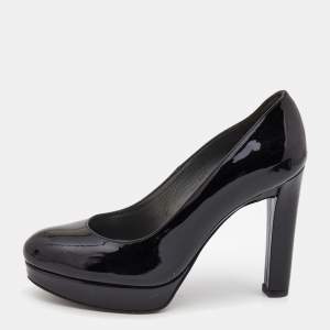 Stuart Weitzman Black Patent Leather Platform Round Toe Pumps Size 36