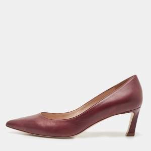 Stuart Weitzman Burgundy Leather Pointed Toe Pumps Size 39