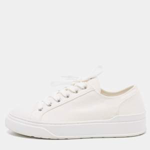 Stuart Weitzman White Canvas Sammy Sneakers Size 36.5