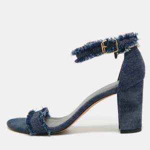 Stuart Weitzman Blue Denim Ankle Strap Sandals Size 38