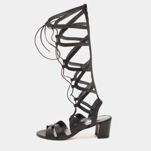 Stuart Weitzman Black Leather Grecian Gladiator Sandals Size 36