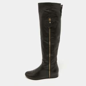 Stuart Weitzman Black Leather Knee Length Boots Size 36.5