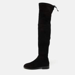 Stuart Weitzman Black Suede Lowland Over The Knee Boots Size 37.5