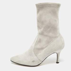 Stuart Weitzman Grey Suede Ankle Booties Size 36.5 