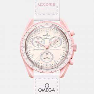 Omega X Swatch Powdery Pink Velcro Moon Swatch Mission To Venus 42 mm