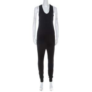 T by Alexander Wang Black French Terry Racerback Sleeveless Jumpsuit XS