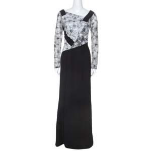 Tadashi Shoji Monochrome Lace Bodice Marissa Gown M