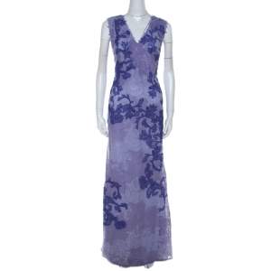 Tadashi Shoji Purple Lace Sleeveless Emma Gown  L