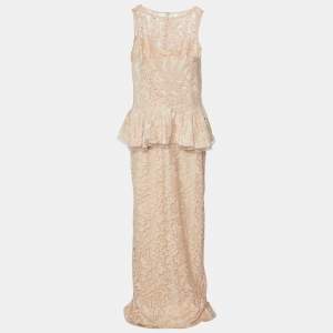 Tadashi Shoji Light Pink Floral Lace Peplum Waist Sleeveless Gown XL