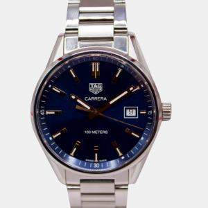 Tag Heuer Blue Stainless Steel Carrera Quartz Women's Wristwatch 39 mm