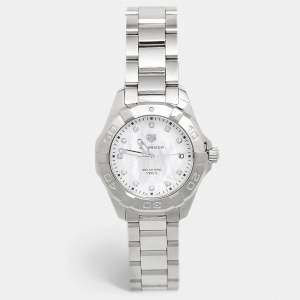 Pre Owned TAG Heuer Mother Of Pearl Diamond Stainless Steel Aquaracer WBD131B.BA0748 Women's Wristwatch 35 mm