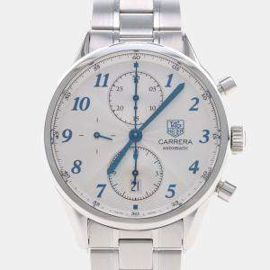 Pre Owned Tag Heuer Carrera Heritage Chronograph CAS2111 Automatic Silver Stainless Steel Men's Wristwatch 41mm