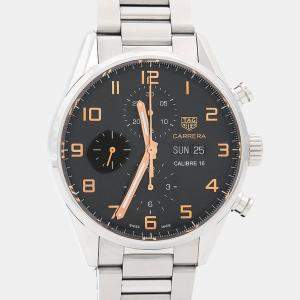 Pre Owned Tag Heuer Carrera Chronograph CV2A1AB Automatic Black Stainless Steel Men's Wristwatch 43mm