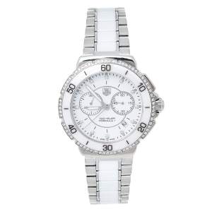 Tag Heuer White Stainless Steel & Ceramic Diamond Formula 1 CAH1213 Women's Wristwatch 41 mm
