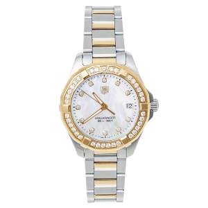 Tag Heuer MOP 18K Yellow Gold & Stainless Steel Diamonds Aquaracer WAY1353.BD0917 Women's Wristwatch 32 mm
