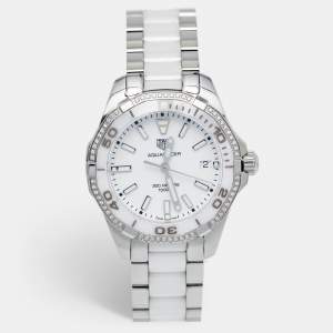 Tag Heuer White Ceramic Stainless Steel WAY131H.BA0914 Aquaracer Women's Wristwatch 35 mm