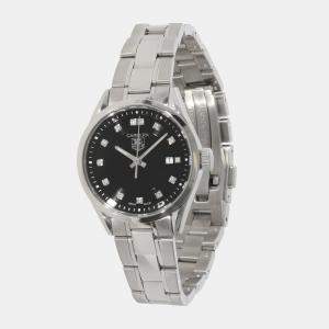 Tag Heuer Black Diamond Stainless Steel Carrera WV1410.BA0793 Quartz Women's Wristwatch 27 mm