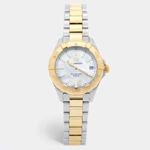 TAG Heuer Mother of Pearl Two Tone Stainless Steel Aquaracer WBD1320.BB0320 Women's Wristwatch 32 mm 