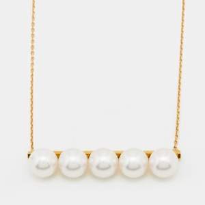 Pre Owned Tasaki Balance Luxe Cultured Pearl 18k Yellow Gold Necklace