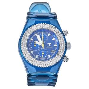 TechnoMarine Blue Stainless Steel & Rubber Diamonds YS12 Women's Wristwatch 42 mm