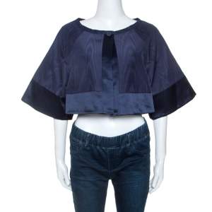 Temperley Blue Cotton And Satin Trim Palais Bolero L