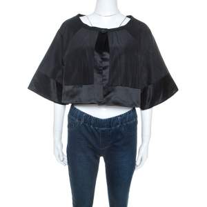 Temperley Black Cotton and Satin Trim Palais Bolero XXL
