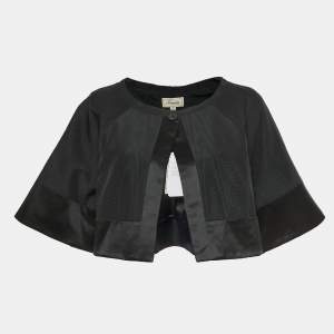 Temperly London Black Silk-Blend Cropped Evening Jacket L