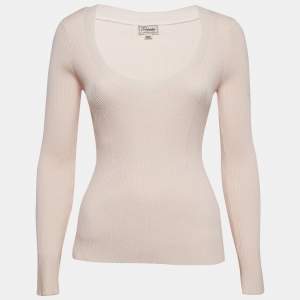 Temperly london Pink Rib Knit Round Neck Sweater M