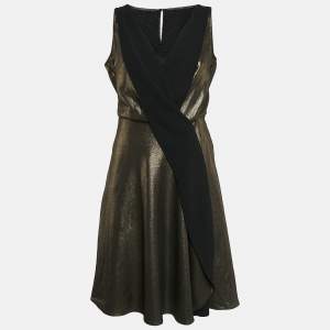 Temperly London Metallic Lamé V-Neck Edom Mini Dress M