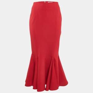 The Attico Red Jersey Flared Beath Midi Skirt M