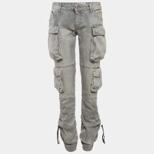 Pre Owned The Attico Grey Denim Essie Cargo Jeans M/Waist 30"