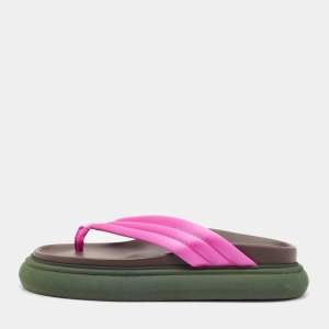 The Attico Pink Satin Thong Sandals Size 38