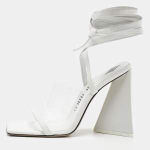 The Attico White Leather and PVC Isa Ankle Wrap Sandals Size 38