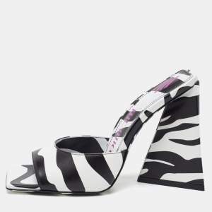 The Attico Black/White Zebra Print Leather Devon Open Toe Sandals Size 36