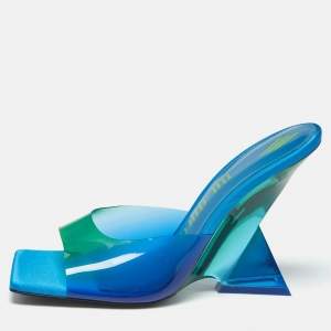 Pre Owned The Attico Blue/Green PVC Cheope Slide Sandals Size 39