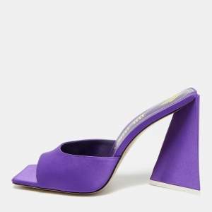 Pre Owned صندل سلايد كعب عريض ساتان بنفسجي من ذا أتيكو ديفون مقاس 42