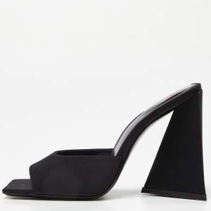 Pre Owned The Attico Black Satin Devon Slide Sandals Size 38.5