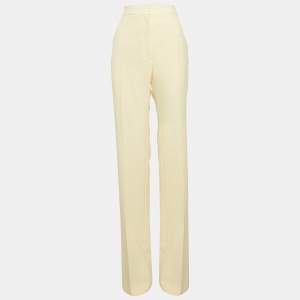 The Attico Pastel Yellow Stretch Crepe Straight Leg Trousers L
