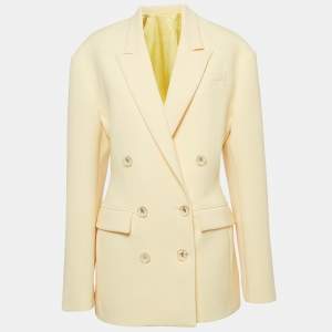 The Attico Pastel Yellow Stretch Crepe Double Breasted April Blazer M