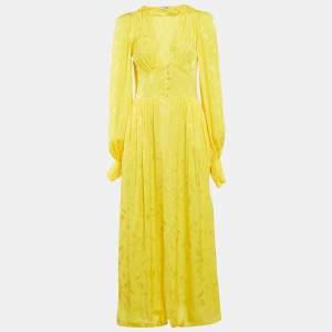 Pre Owned The Attico Yellow Crepe V-Neck Midi Dress S