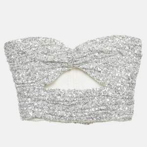 Pre Owned The Attico Silver Sequin Cut-Out Bandeau Top XS