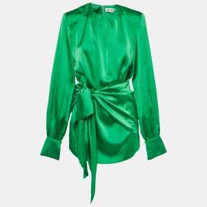 Pre Owned The Attico Green Satin Mini Dress M