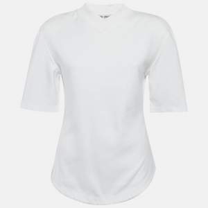 مملوكة مسبقًا The Attico White Jersey V-Neck Top M