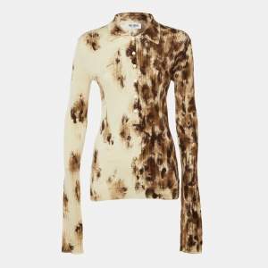 Pre Owned The Attico Brown Printed Cashmere & Silk Knit Long Sleeve Top M